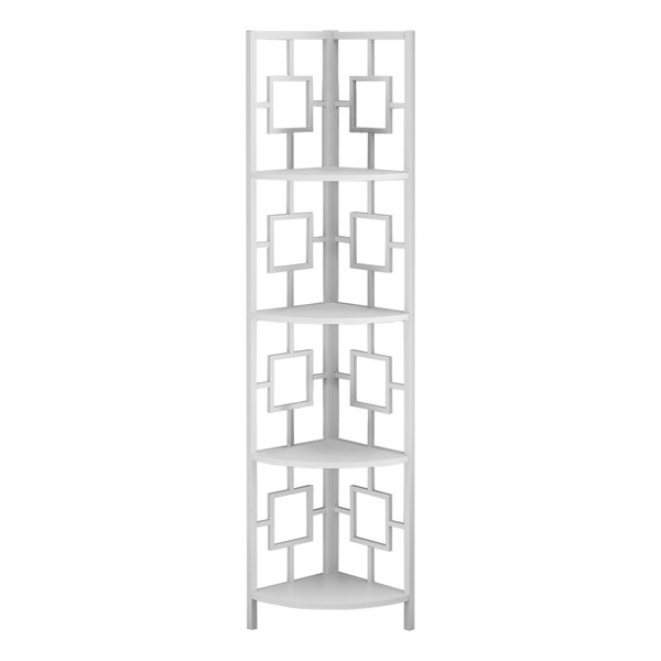 Monarch Specialties Bookshelf, Bookcase, Etagere, Corner, 4 Tier, 62"H, Office, Bedroom, Metal, Laminate, White I 3613 - main